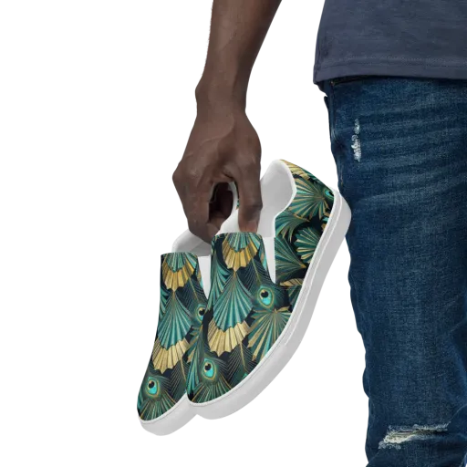 Art Deco Flight on a Men's Slip-On Canvas Shoes