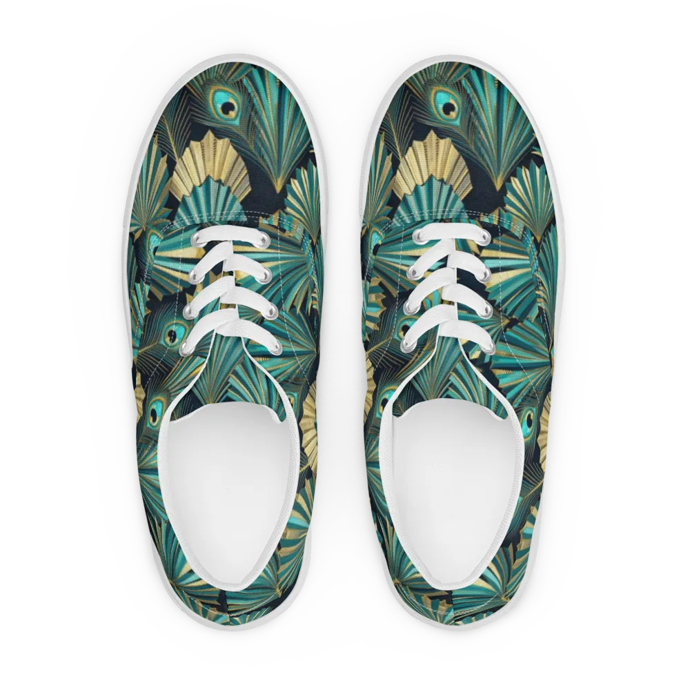 Art Deco Flight on Men's Lace-Up Canvas Shoes — Front