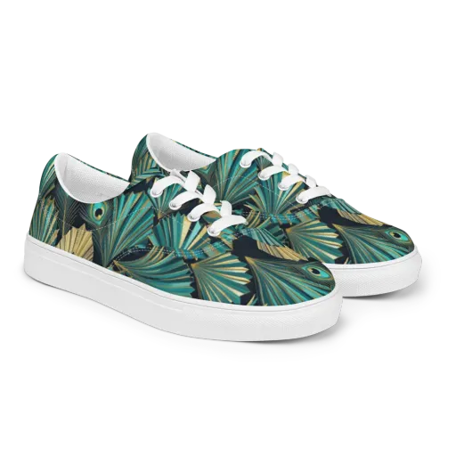 Art Deco Flight on a Men's Lace-Up Canvas Shoes