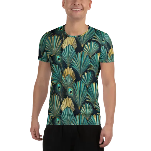 Art Deco Flight on a Men's Athletic T-Shirt