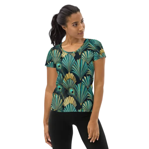 Art Deco Flight on a Women's Athletic T-Shirt