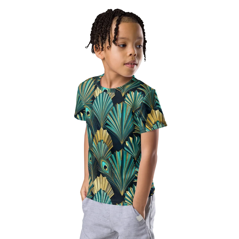 Art Deco Flight on Kids Crew Neck T-Shirt — Left Front