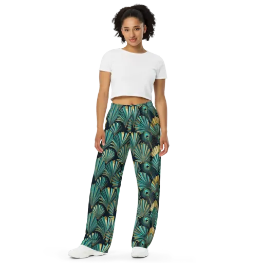 Art Deco Flight on a Wide-Leg Pants