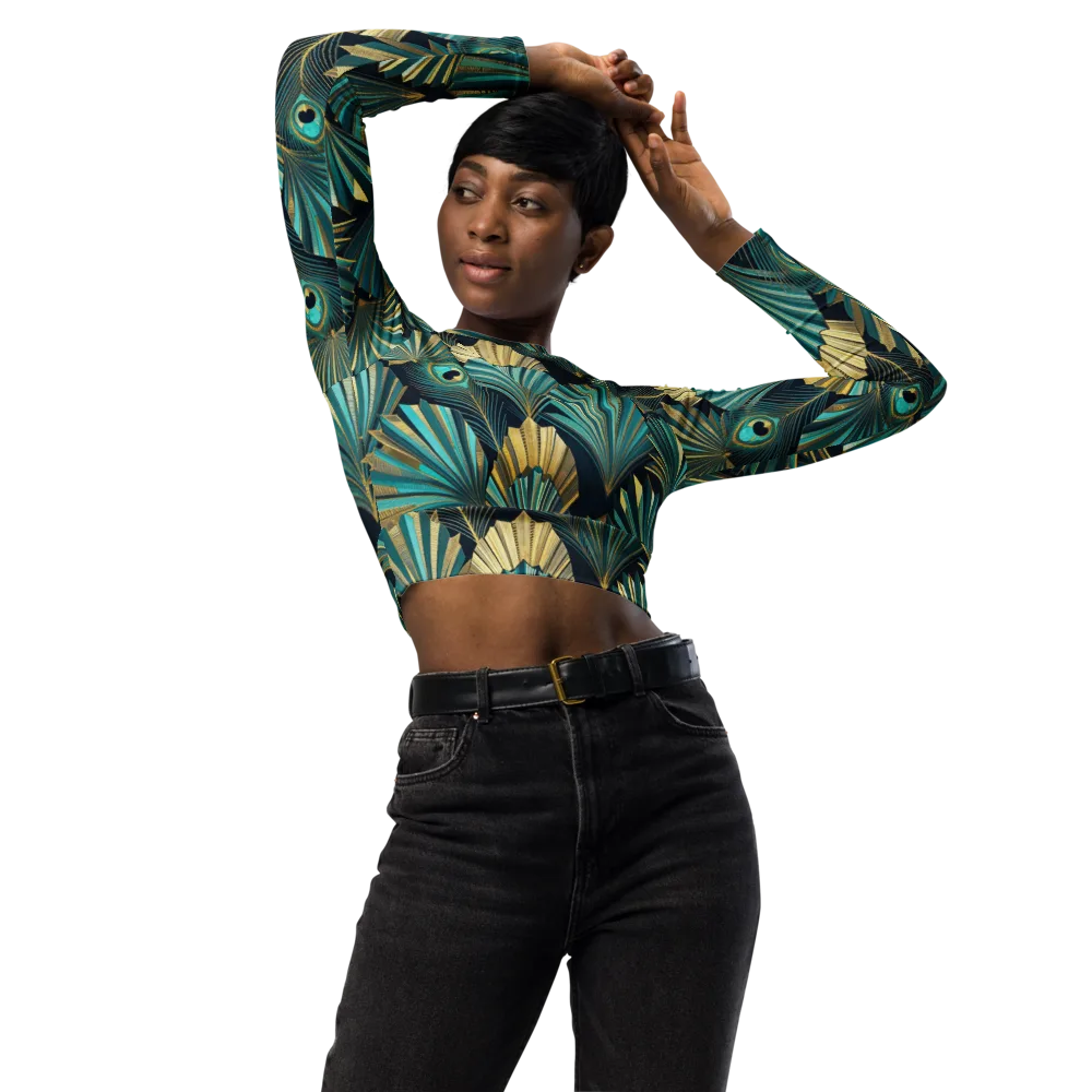 Art Deco Flight on Long Sleeve Crop Top — Front