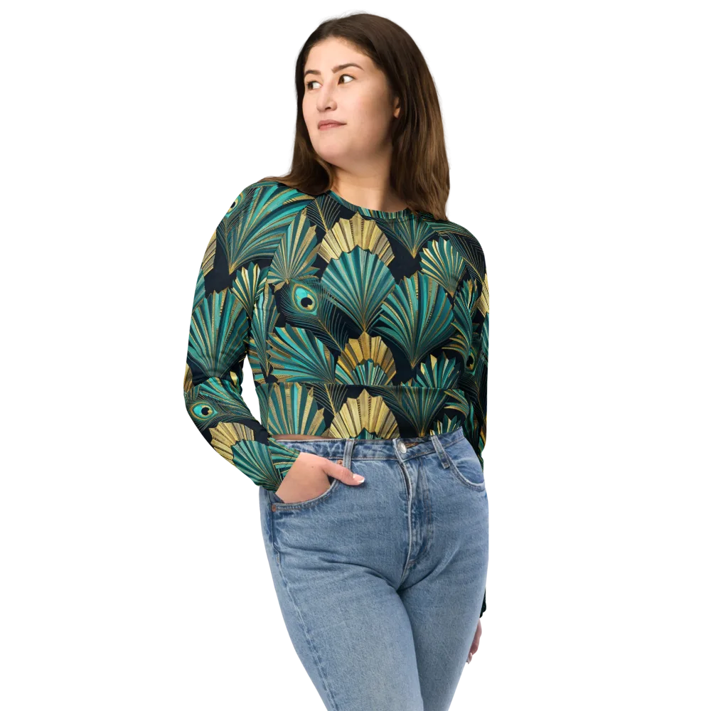 Art Deco Flight on Long Sleeve Crop Top — Front
