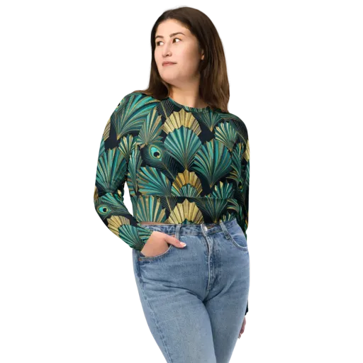 Art Deco Flight on a Long Sleeve Crop Top