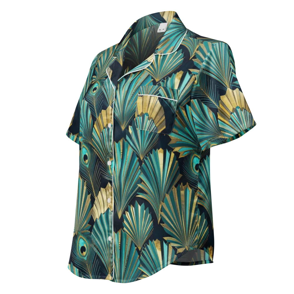 Art Deco Flight on Women's Short Sleeve Pajama Top — Left Front