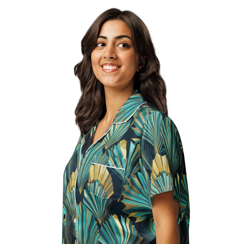 Art Deco Flight on Women's Short Sleeve Pajama Top — Left Front