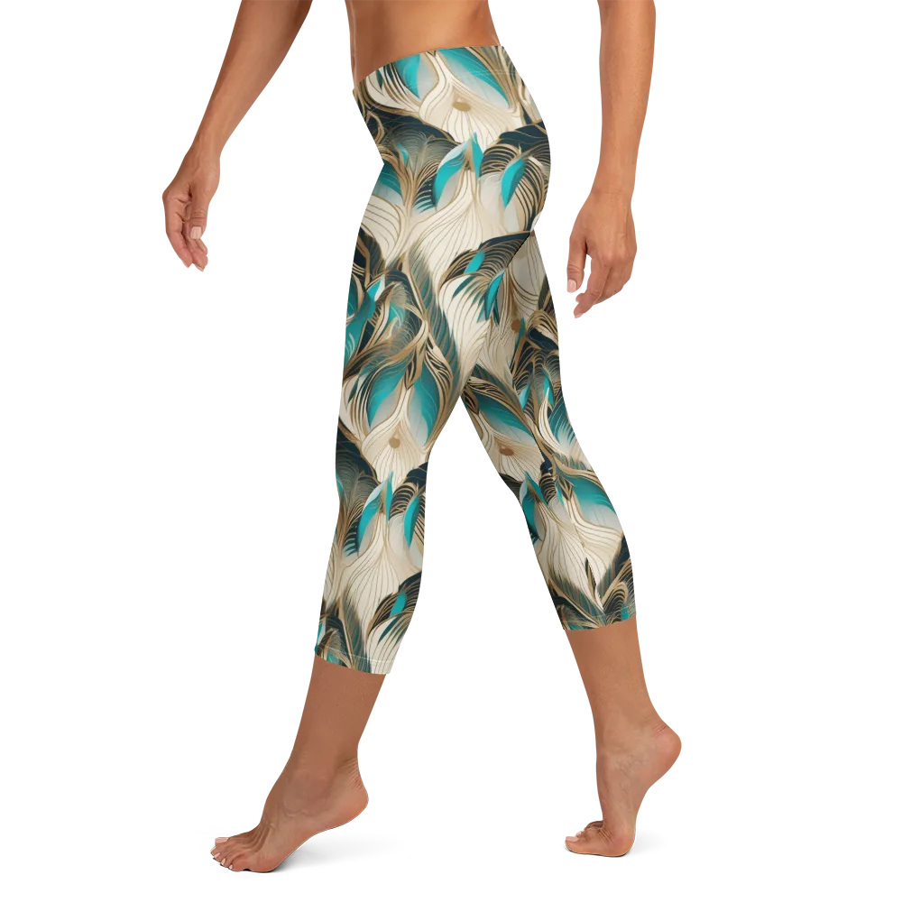 Peacock Botanica on Capri Leggings — Left