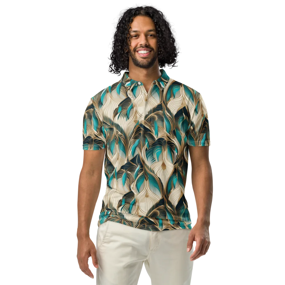 Peacock Botanica on Men's Slim Fit Polo Shirt — Front