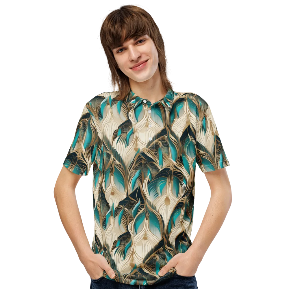Peacock Botanica on Men's Slim Fit Polo Shirt — Front