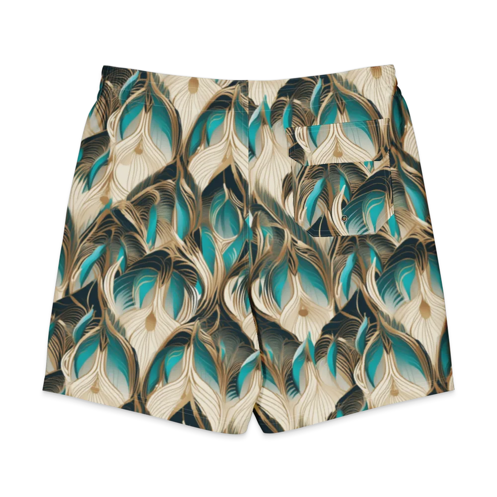 Peacock Botanica on Men's Board Shorts — Back