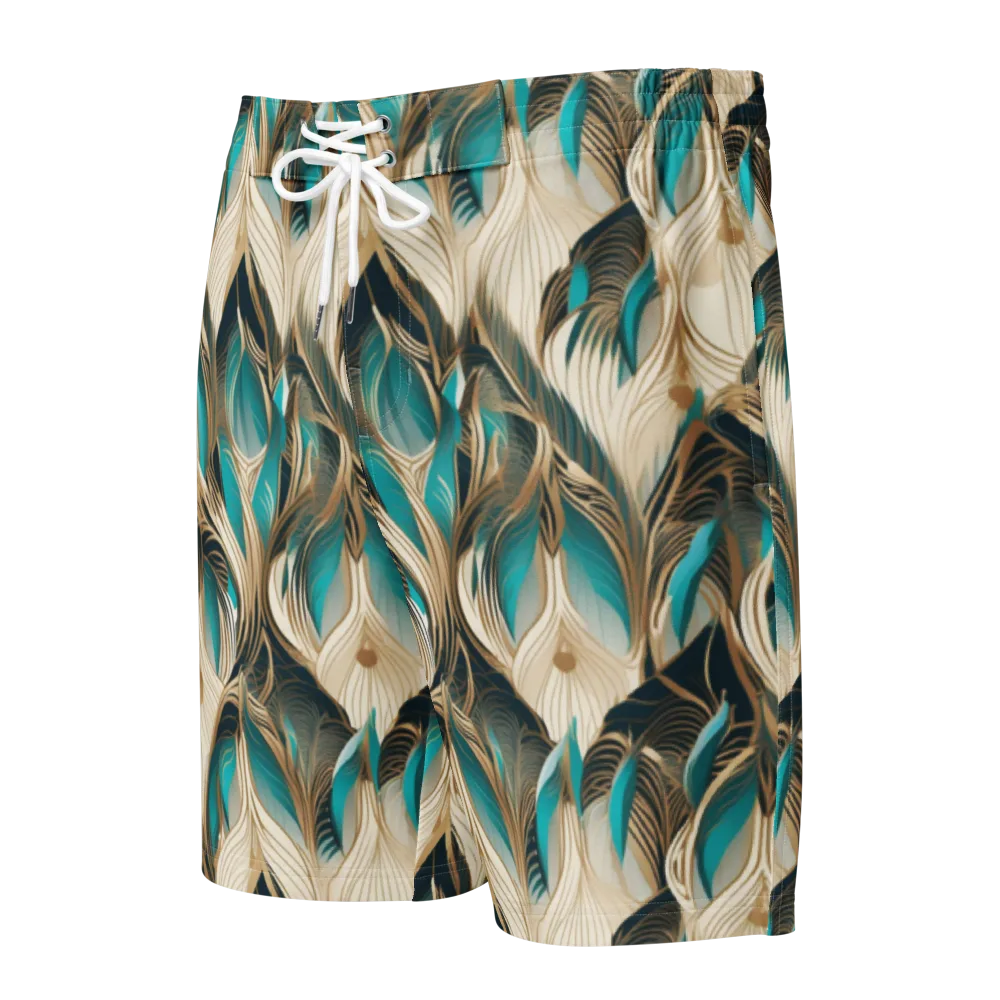 Peacock Botanica on Men's Board Shorts — Front