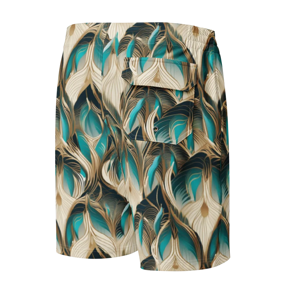 Peacock Botanica on Men's Board Shorts — Back