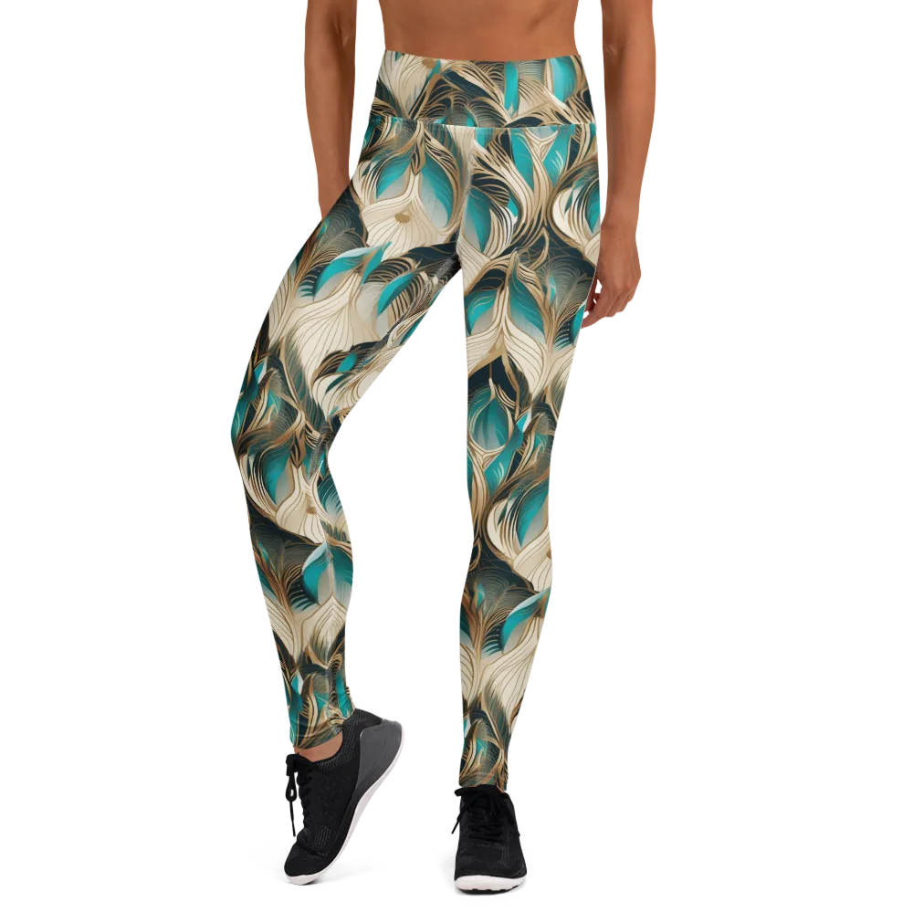 Peacock Botanica on Yoga Leggings — Front