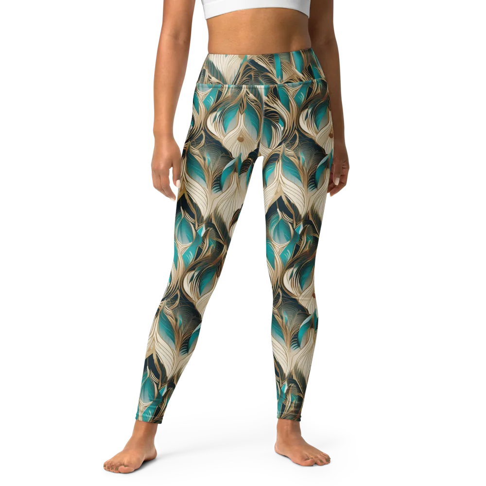 Peacock Botanica on Yoga Leggings — Front
