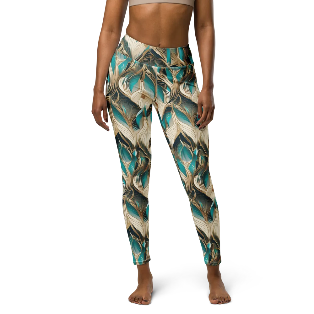 Peacock Botanica on Yoga Leggings — Front