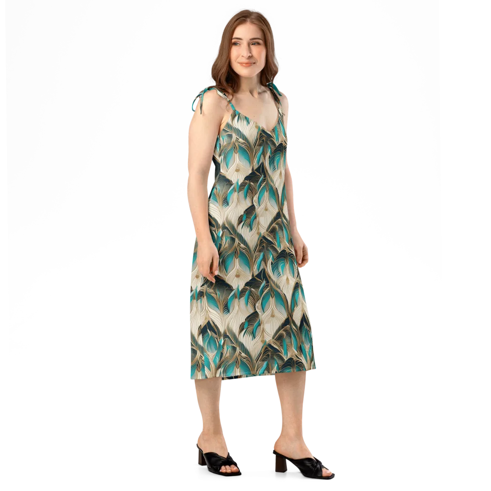 Peacock Botanica on Slip Dress — Right Front
