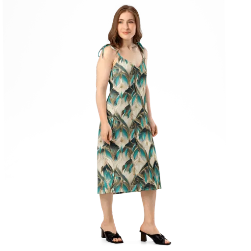Peacock Botanica on a Slip Dress