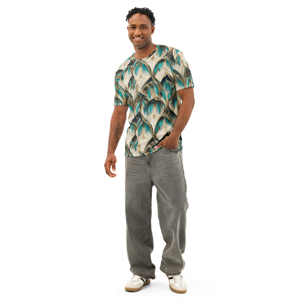 Peacock Botanica on Men's Cotton Crew Neck T-Shirt — Front