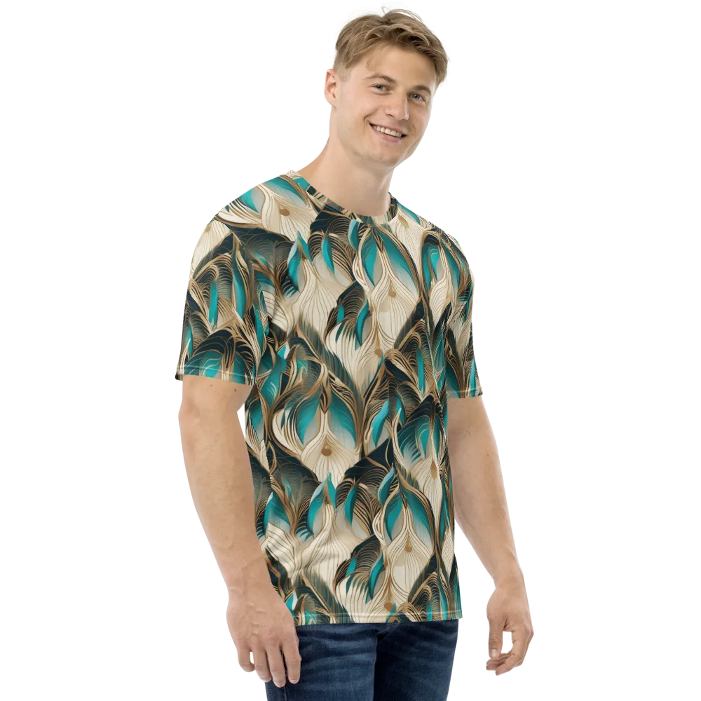 Peacock Botanica on Men's Crew Neck T-Shirt — Right
