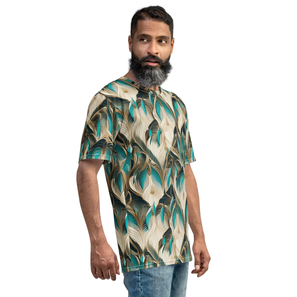 Peacock Botanica on Men's Crew Neck T-Shirt — Right
