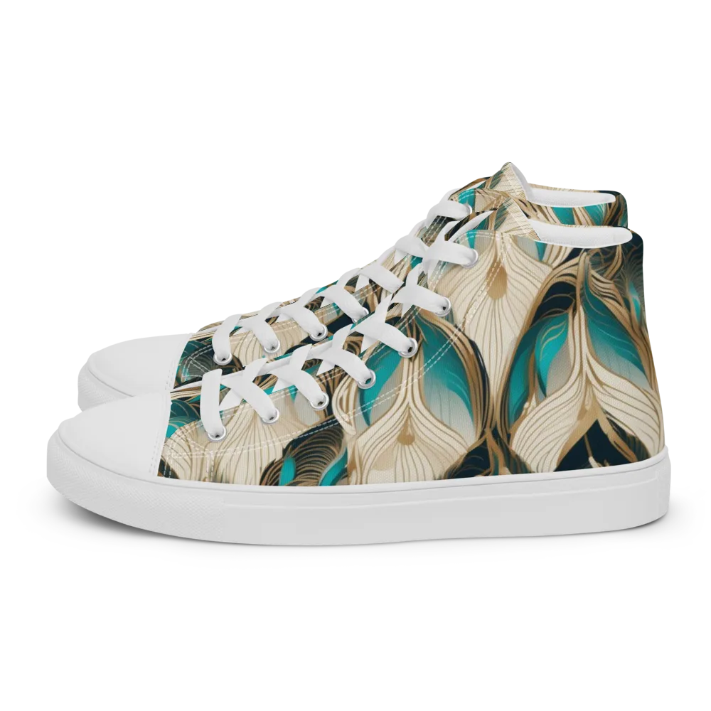 Peacock Botanica on Men's High Top Canvas Shoes — Left