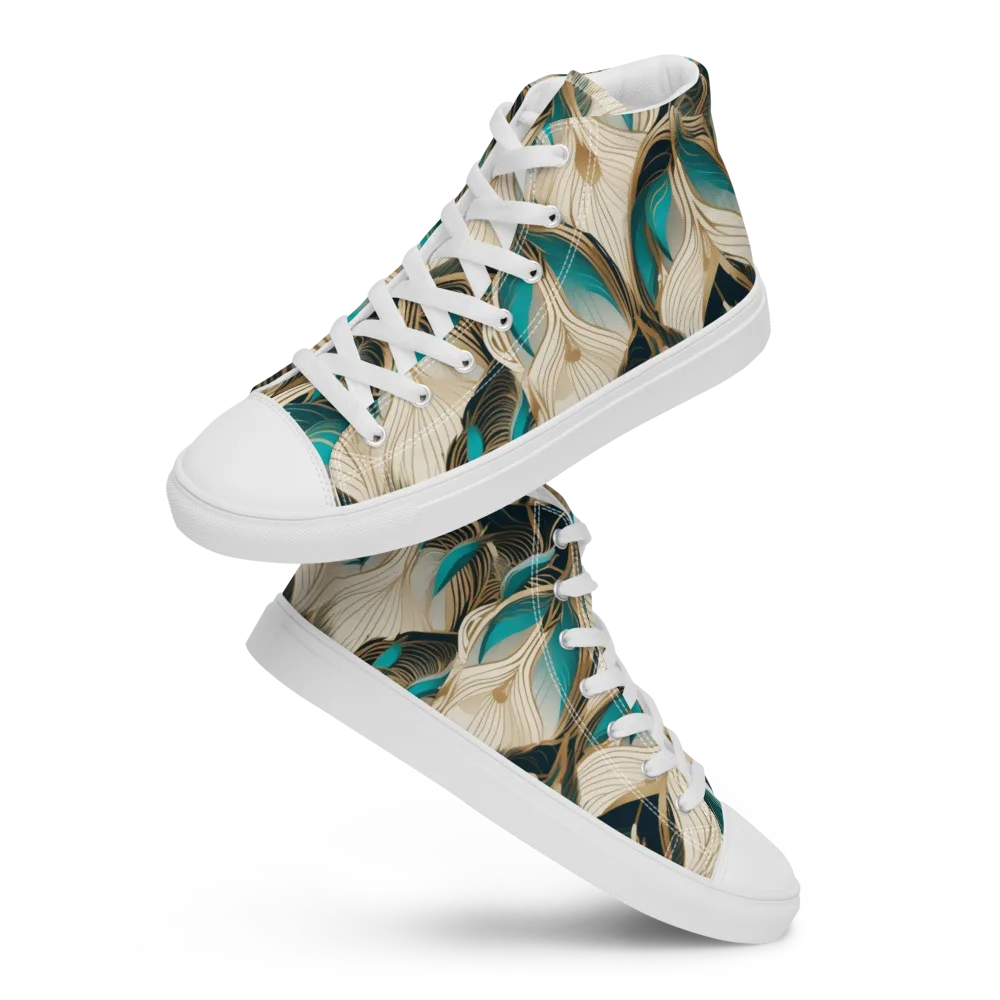 Peacock Botanica on Men's High Top Canvas Shoes — Front