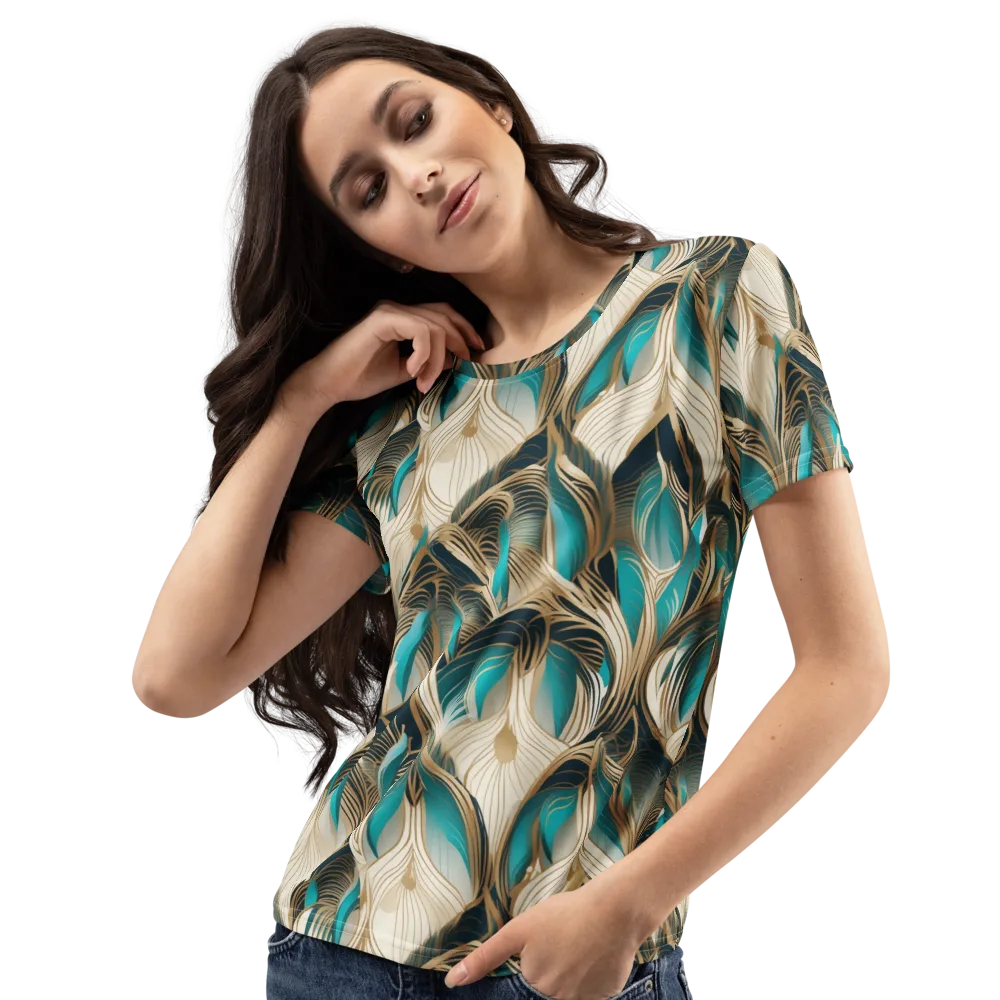 Peacock Botanica on Women's Crew Neck T-Shirt — Left Front