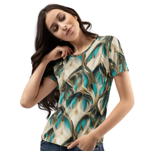 Peacock Botanica on a Women's Crew Neck T-Shirt