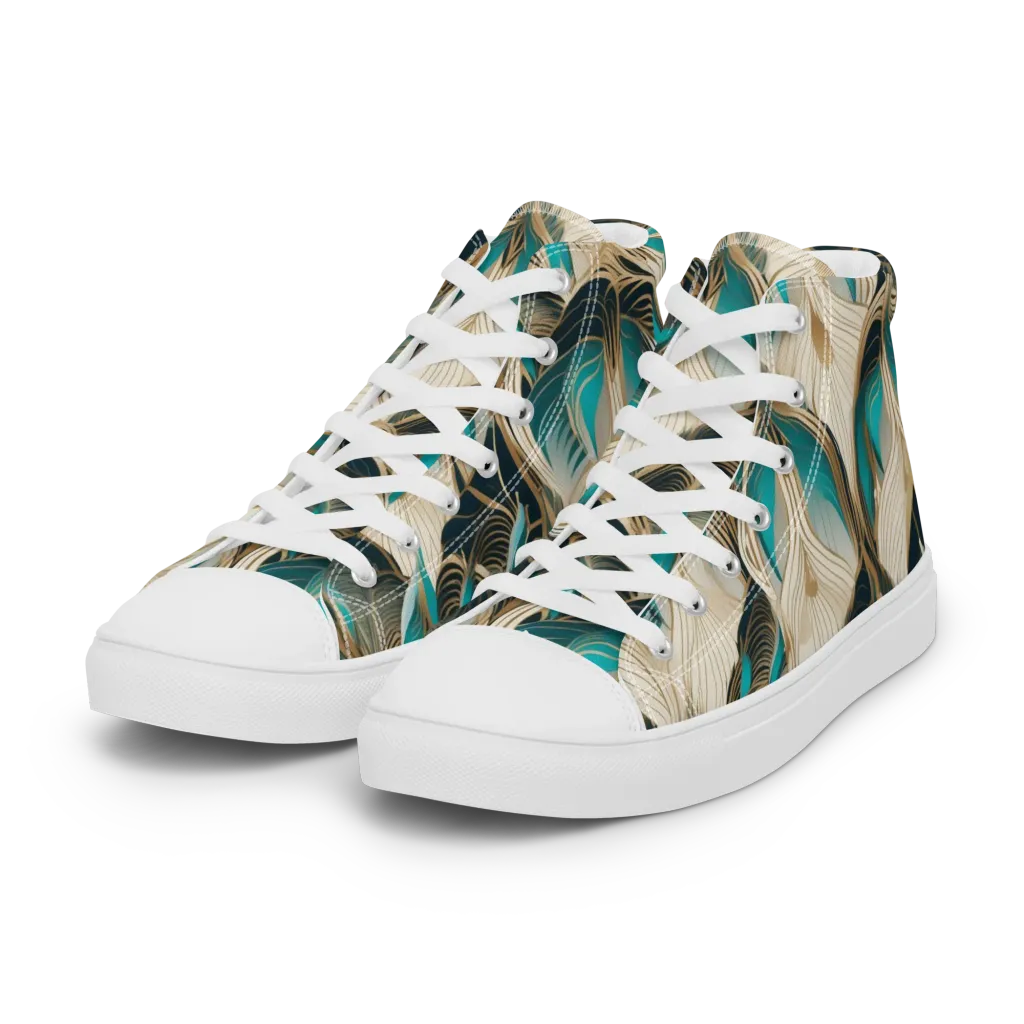 Peacock Botanica on Women's High Top Canvas Shoes — Left Front