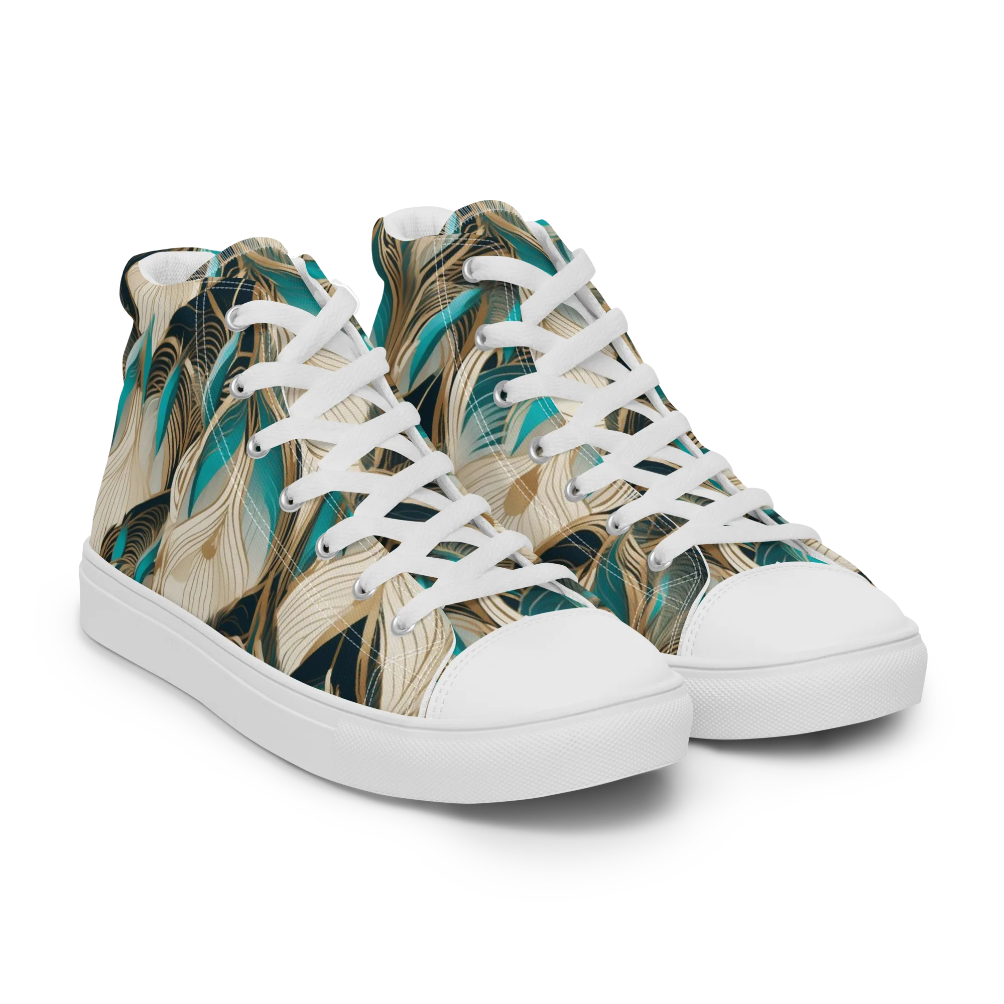 Peacock Botanica on Women's High Top Canvas Shoes — Right Front
