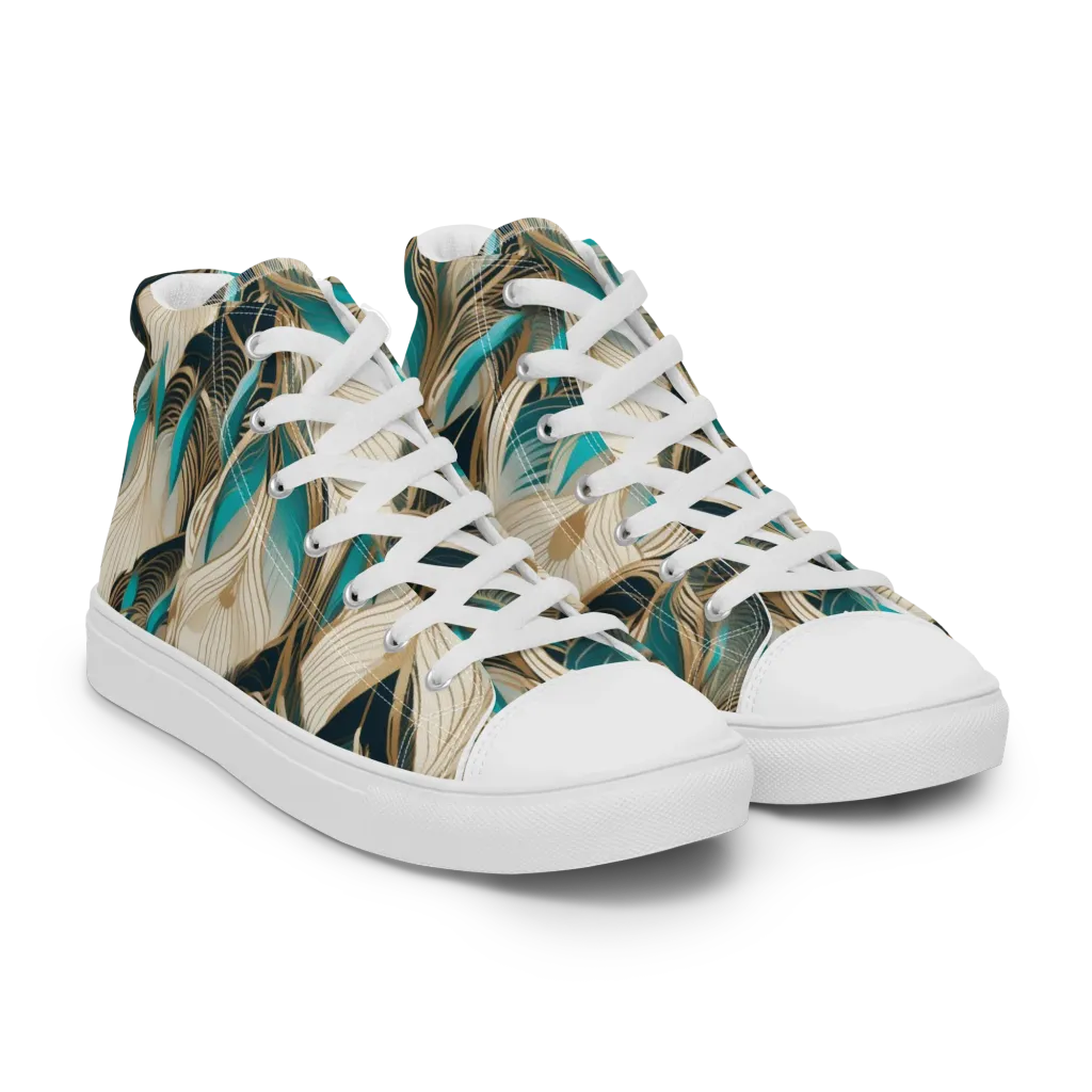 Peacock Botanica on Women's High Top Canvas Shoes — Right Front