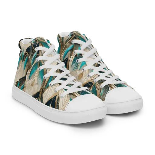 Peacock Botanica on a Women's High Top Canvas Shoes