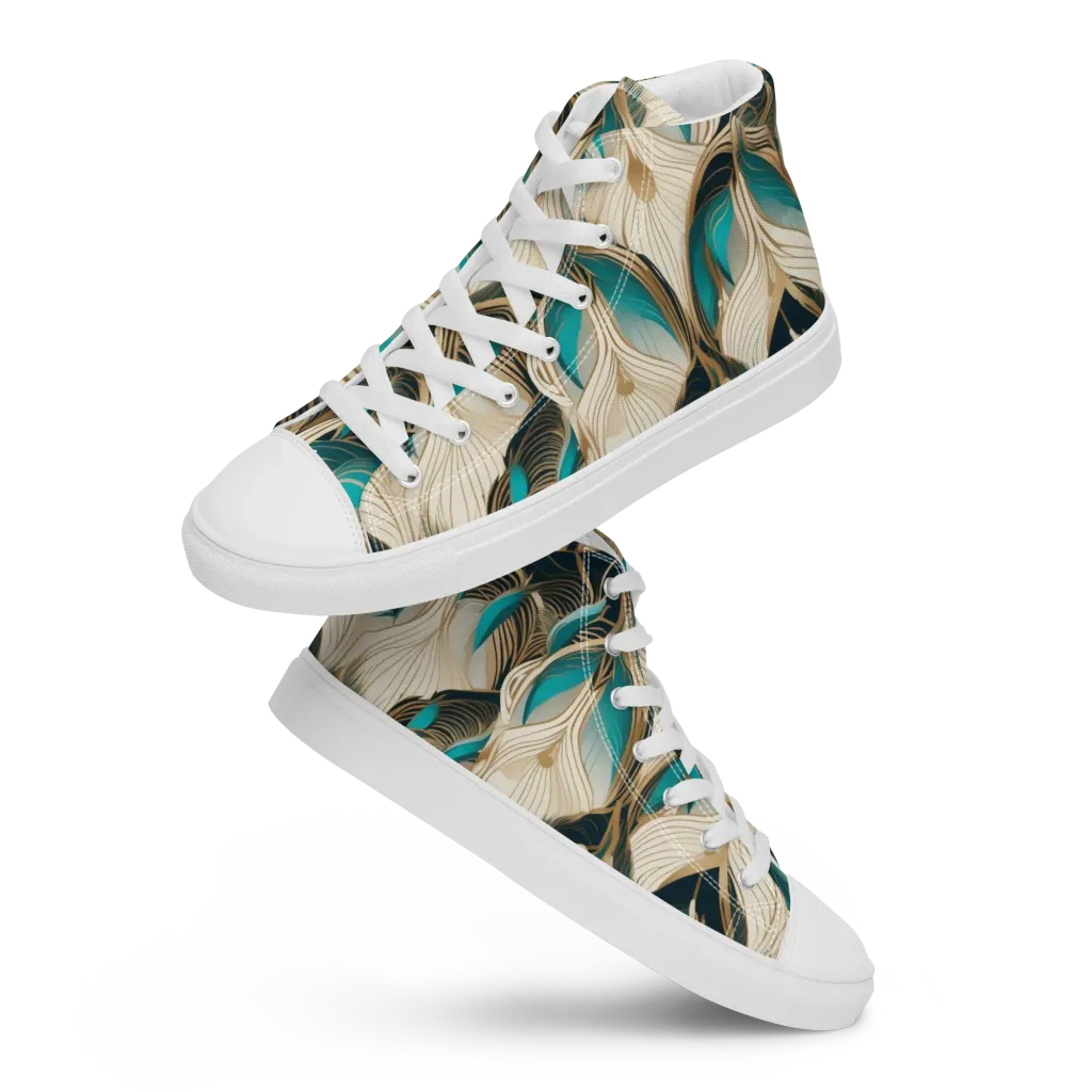 Peacock Botanica on Women's High Top Canvas Shoes — Front