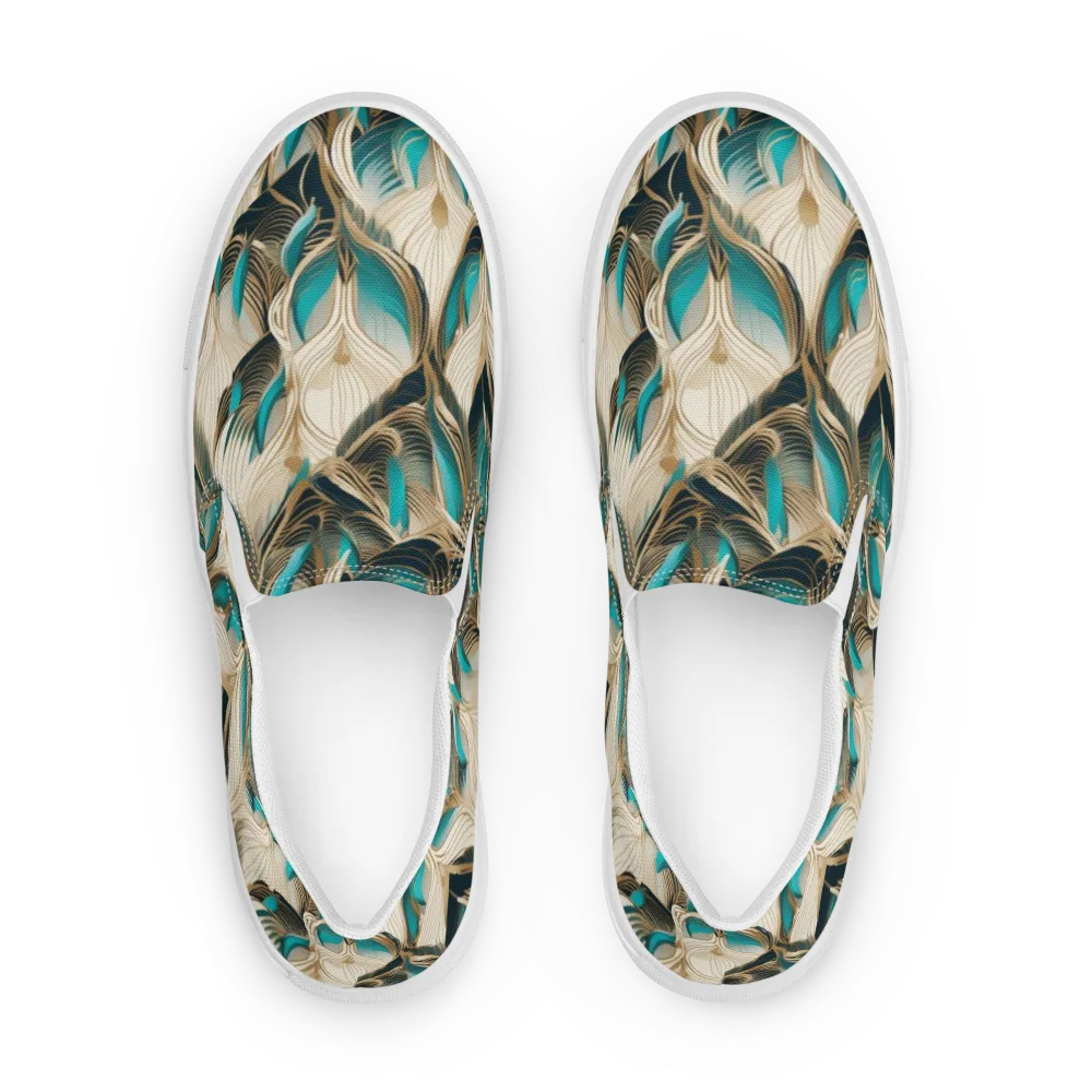 Peacock Botanica on Men's Slip-On Canvas Shoes — Front