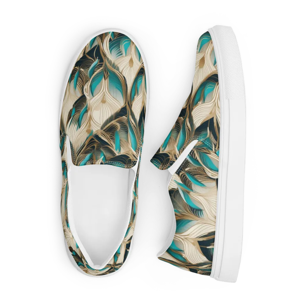Peacock Botanica on Men's Slip-On Canvas Shoes — Front
