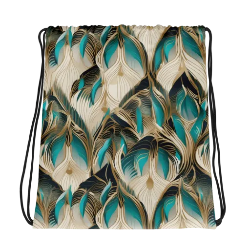 Peacock Botanica on a Drawstring Bag