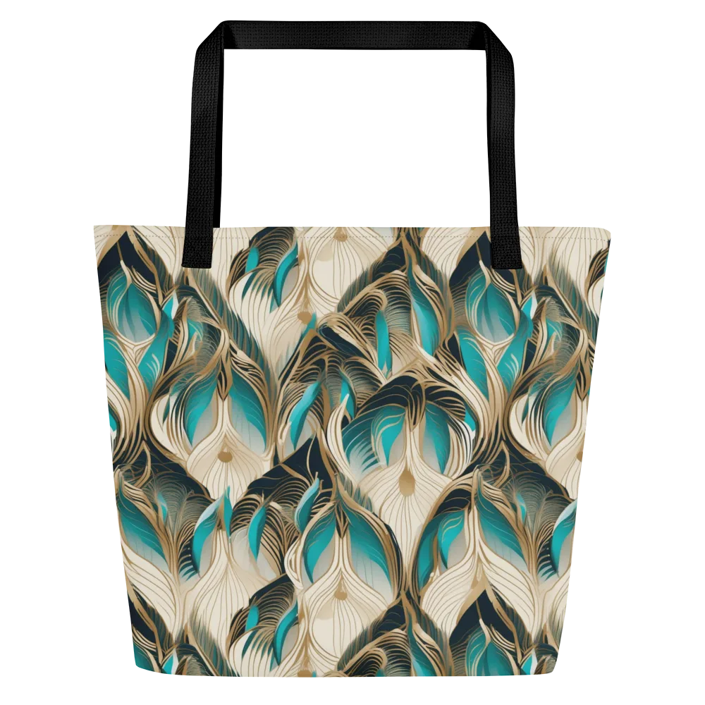 Peacock Botanica on Large Tote Bag W/ Pocket — Front