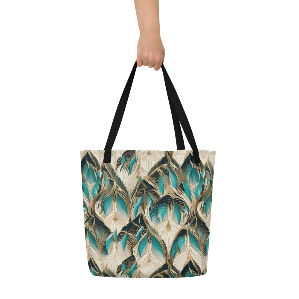 Peacock Botanica on Large Tote Bag W/ Pocket — Front
