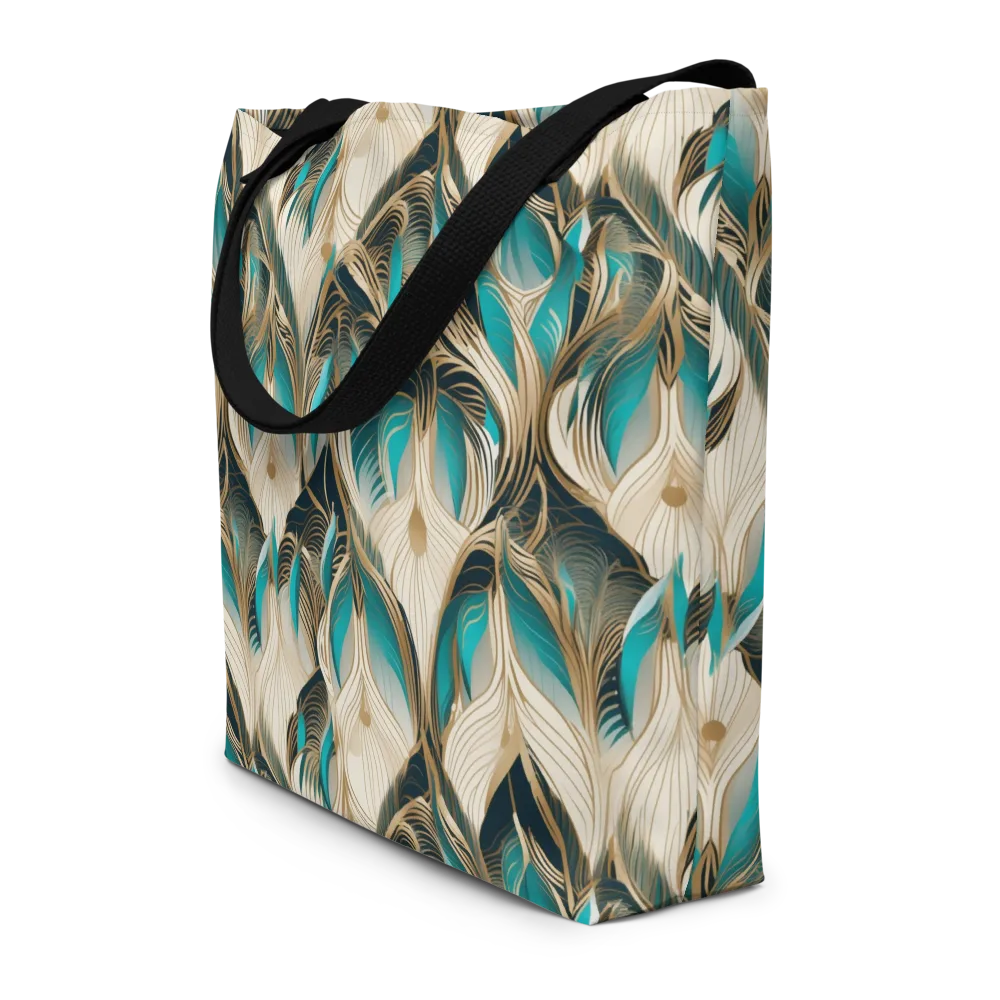 Peacock Botanica on Large Tote Bag W/ Pocket — Front
