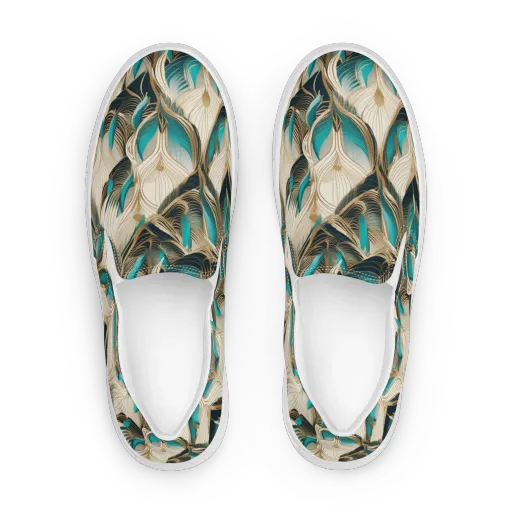 Peacock Botanica on a Women's Slip-On Canvas Shoes