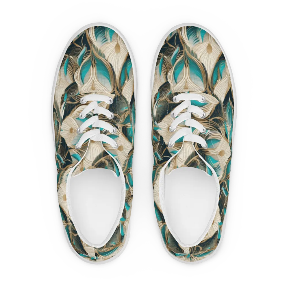 Peacock Botanica on Men's Lace-Up Canvas Shoes — Front