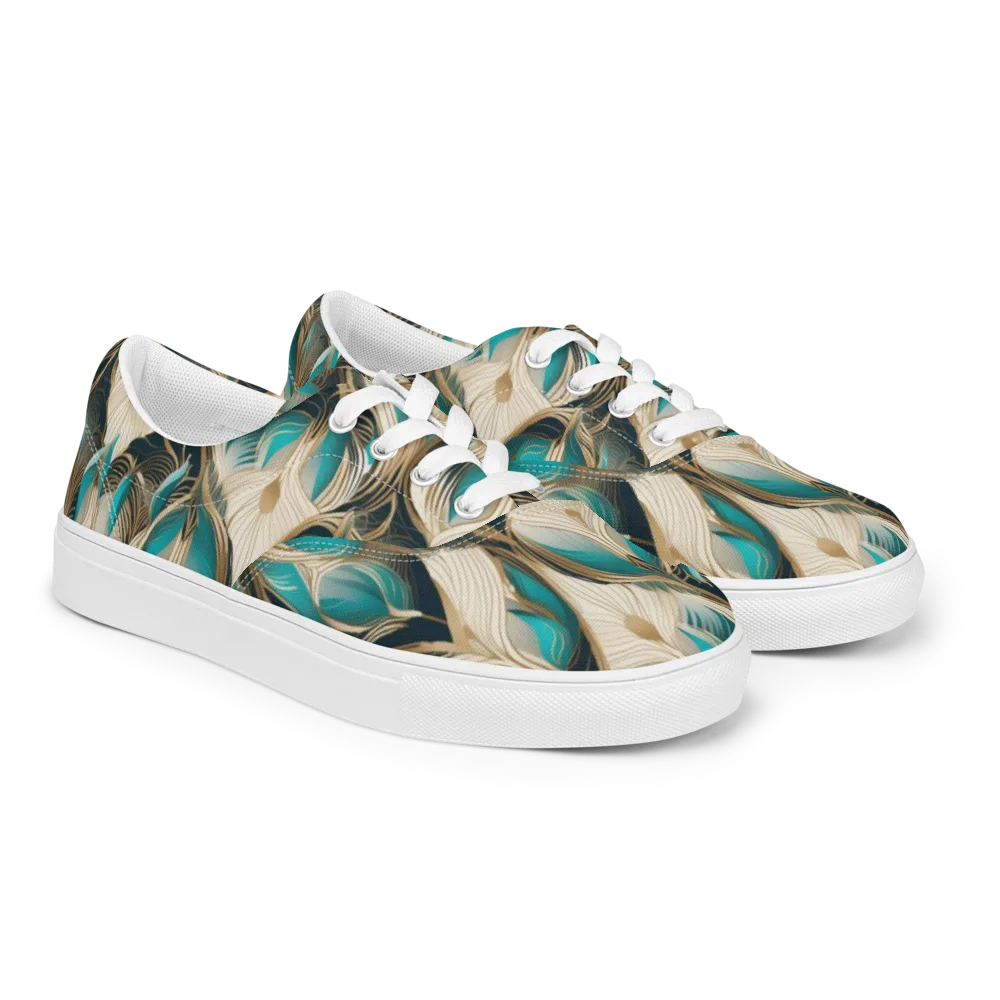 Peacock Botanica on Men's Lace-Up Canvas Shoes — Right Front