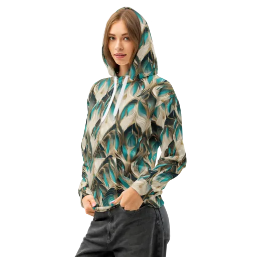 Peacock Botanica on a Cotton Hoodie