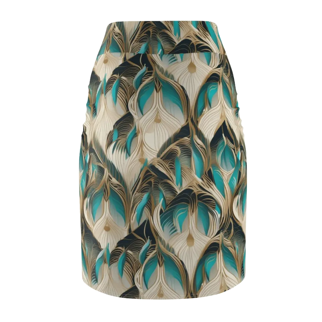 Peacock Botanica on Pencil Skirt — Back