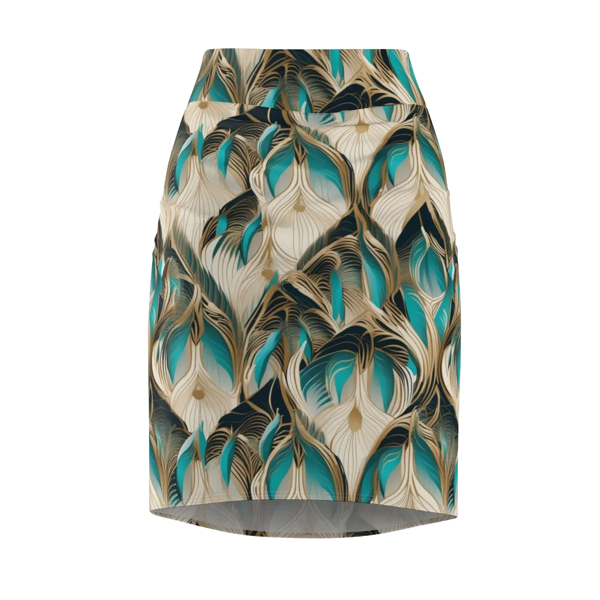 Peacock Botanica on Pencil Skirt — Front