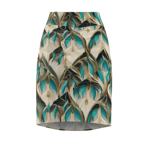 Peacock Botanica on a Pencil Skirt