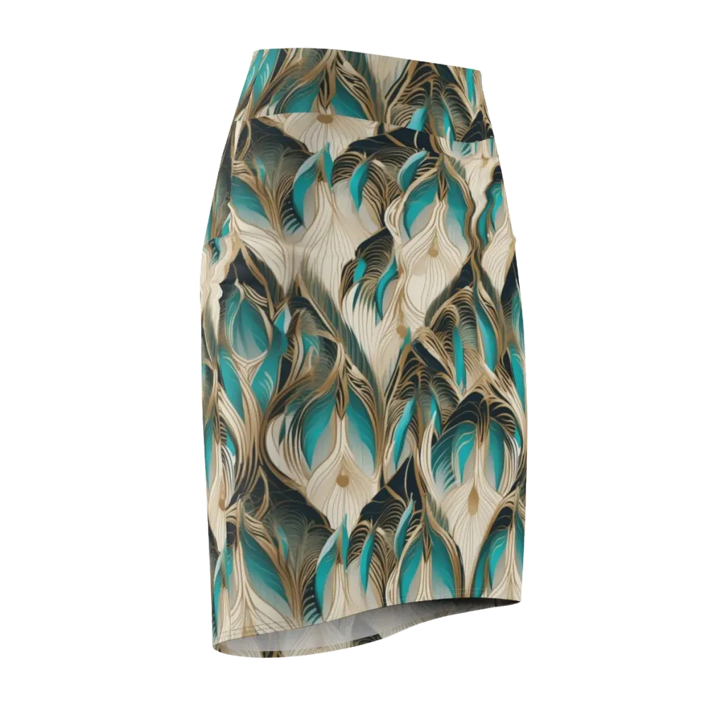 Peacock Botanica on Pencil Skirt — Front Side