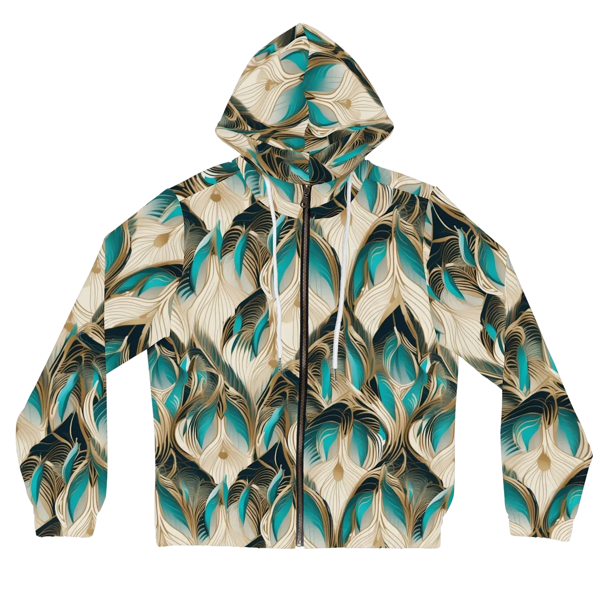 Peacock Botanica on Women's Full-Zip Hoodie — Front